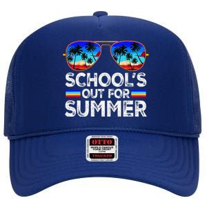 Last Day Of School Schools Out For Summer Teacher Boy High Crown Mesh Back Trucker Hat