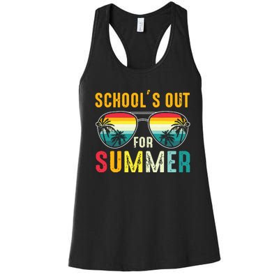 Last Day Of School Retro Schools Out For Summer Teacher Boy Women's Racerback Tank