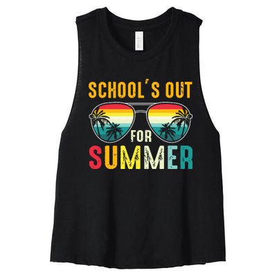 Last Day Of School Retro Schools Out For Summer Teacher Boy Women's Racerback Cropped Tank