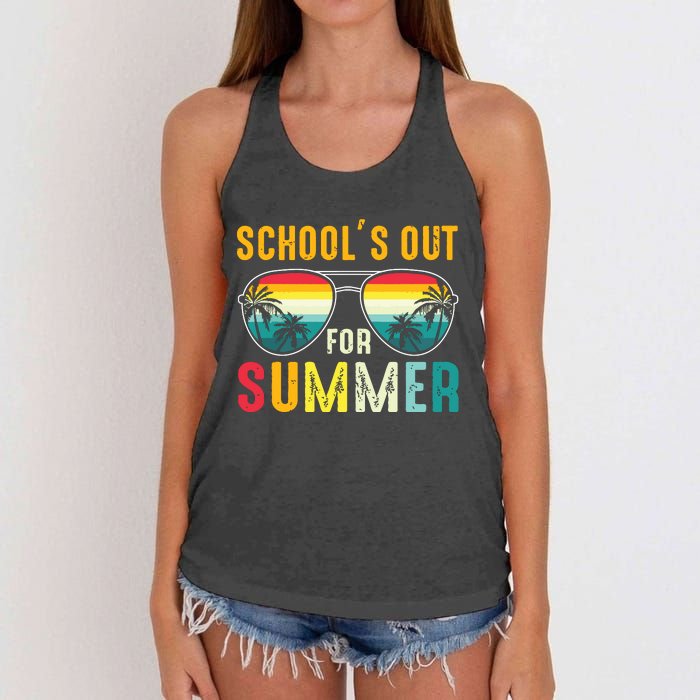 Last Day Of School Retro Schools Out For Summer Teacher Boy Women's Knotted Racerback Tank