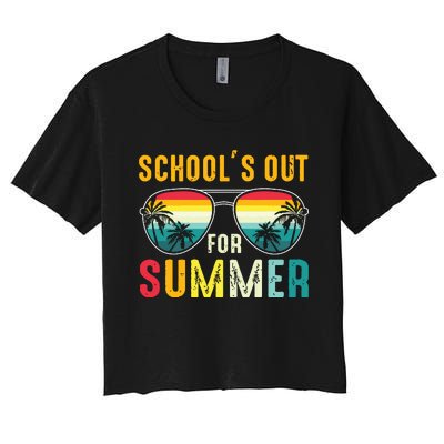 Last Day Of School Retro Schools Out For Summer Teacher Boy Women's Crop Top Tee