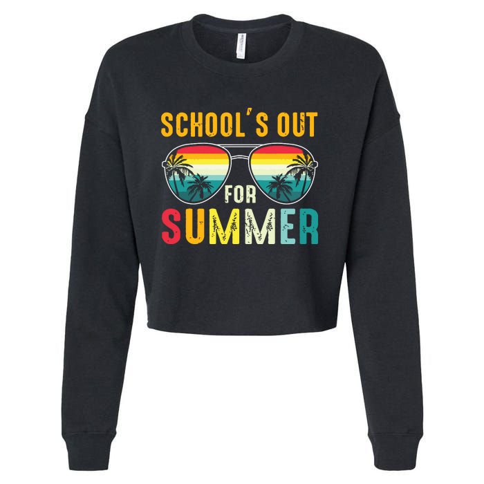 Last Day Of School Retro Schools Out For Summer Teacher Boy Cropped Pullover Crew