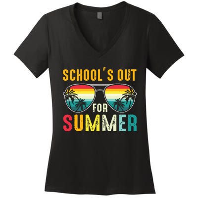 Last Day Of School Retro Schools Out For Summer Teacher Boy Women's V-Neck T-Shirt