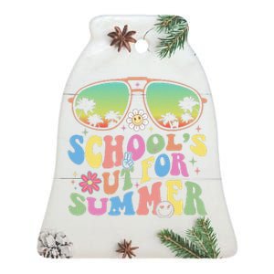 Last Day Of School Graduation Groovy Schools Out For Summer Ceramic Bell Ornament