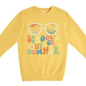 Last Day Of School Graduation Groovy Schools Out For Summer Premium Crewneck Sweatshirt