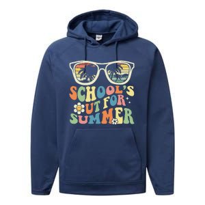 Last Day Of School Graduation Groovy Schools Out For Summer Performance Fleece Hoodie