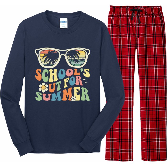 Last Day Of School Graduation Groovy Schools Out For Summer Long Sleeve Pajama Set