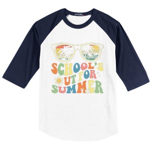 Last Day Of School Graduation Groovy Schools Out For Summer Baseball Sleeve Shirt