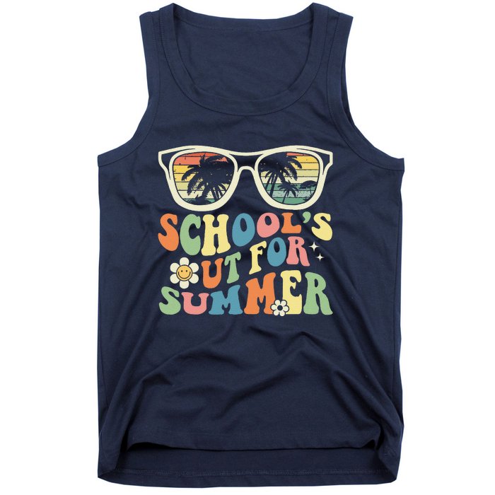 Last Day Of School Graduation Groovy Schools Out For Summer Tank Top