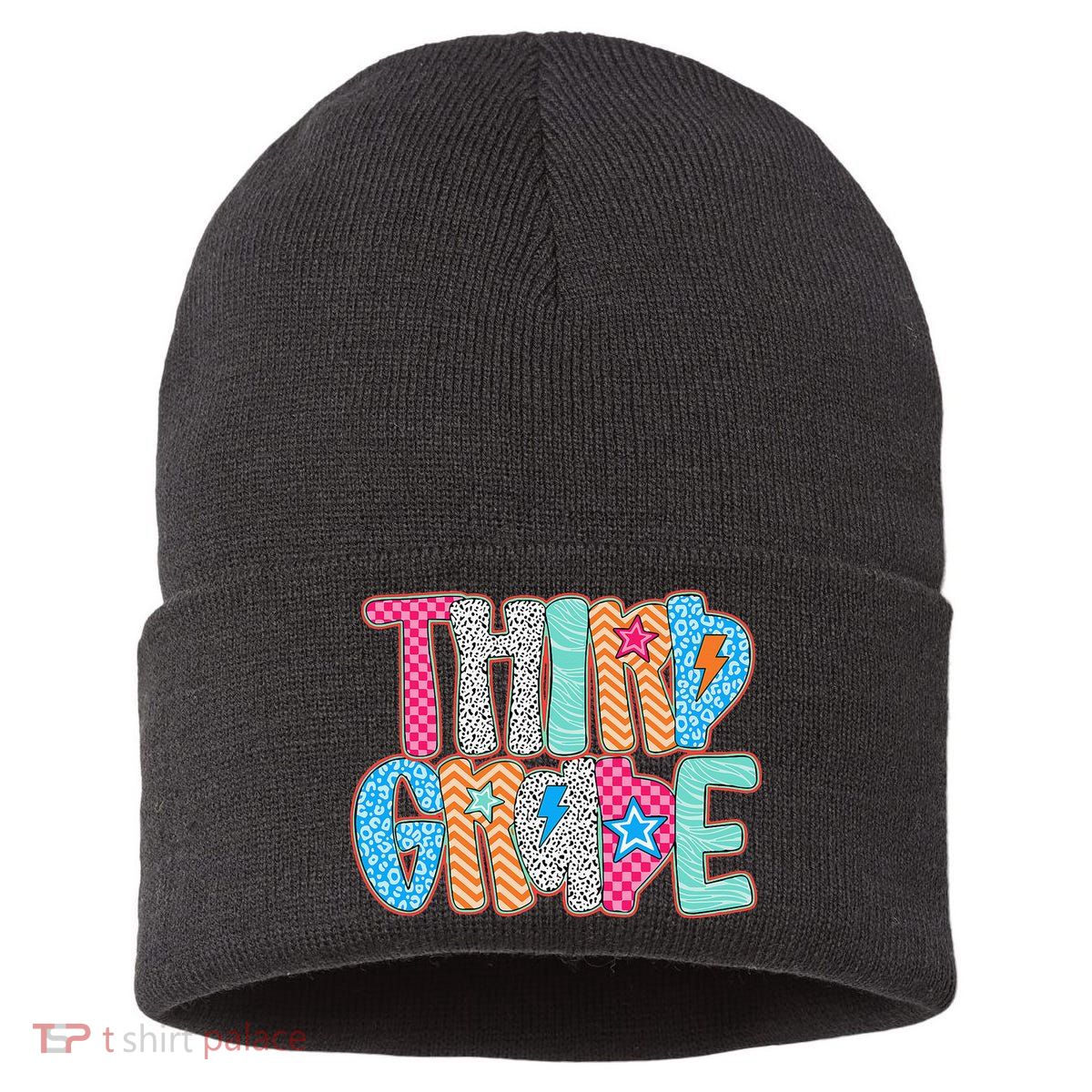 Last Day Of School Third Grade Graduation Teacher Student Sustainable Knit Beanie