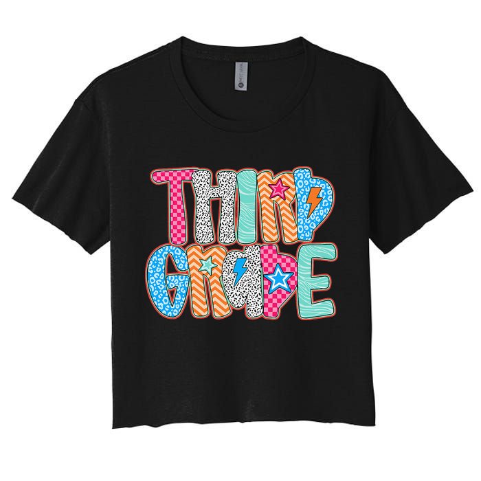 Last Day Of School Third Grade Graduation Teacher Student Women's Crop Top Tee