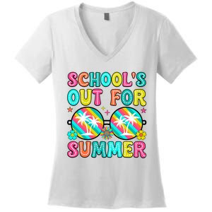 Last Day Of School Graduation Groovy Schools Out For Summer Women's V-Neck T-Shirt