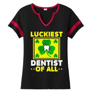 Luckiest Dentist Of All Dentistry St Patrick's Day Gift Ladies Halftime Notch Neck Tee