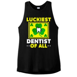 Luckiest Dentist Of All Dentistry St Patrick's Day Gift Ladies PosiCharge Tri-Blend Wicking Tank