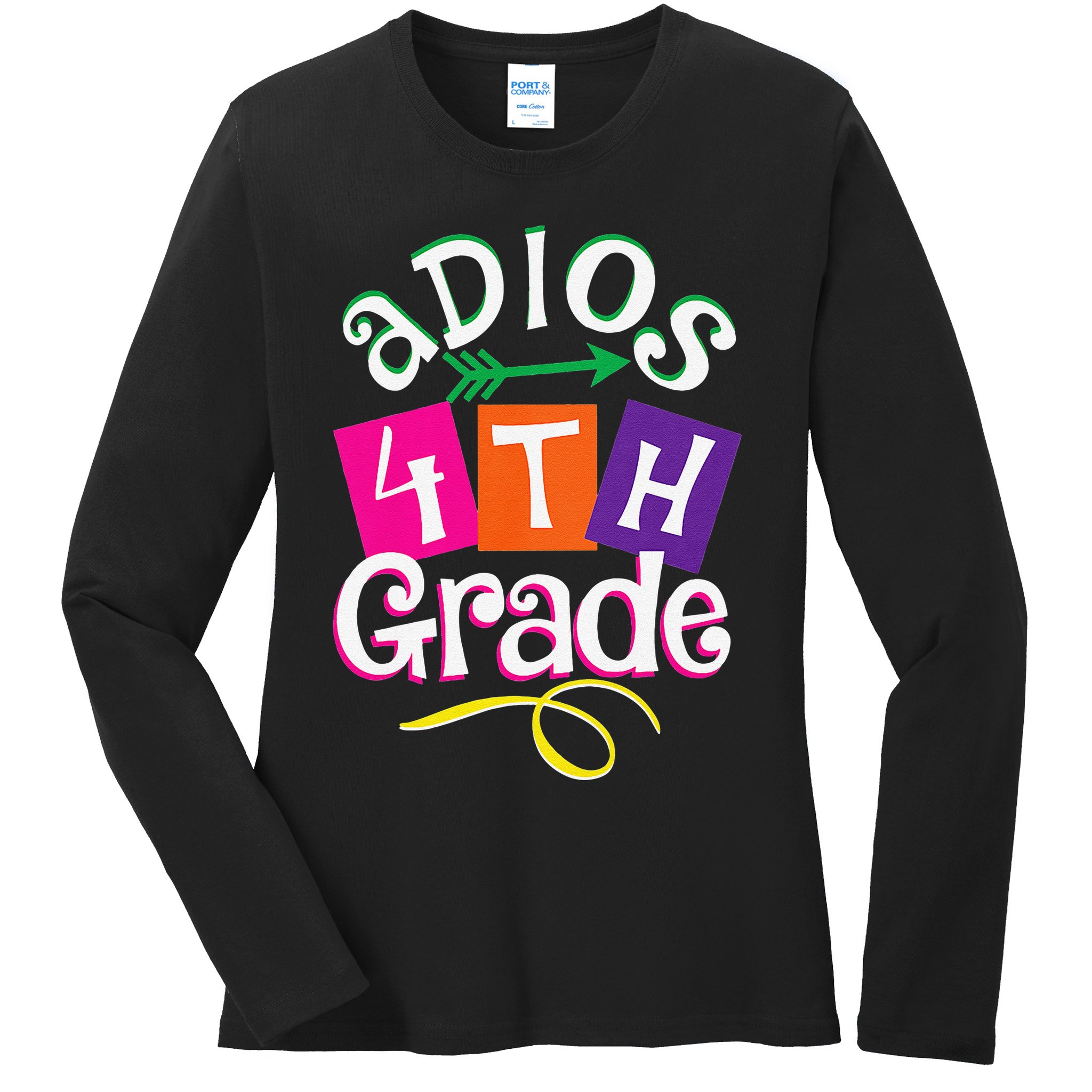 Last Day Of School Adios 4th Grade Graduation Premium Ladies Long Sleeve Shirt