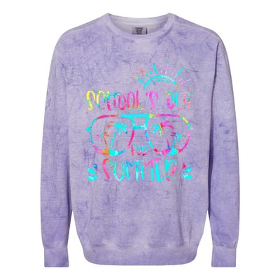 Last Day Of School Schools Out For Summer Teacher Vintage Colorblast Crewneck Sweatshirt