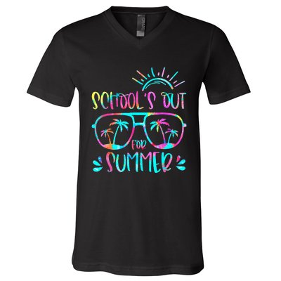 Last Day Of School Schools Out For Summer Teacher Vintage V-Neck T-Shirt