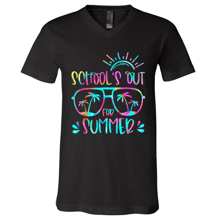 Last Day Of School Schools Out For Summer Teacher Vintage V-Neck T-Shirt