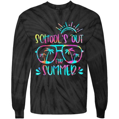 Last Day Of School Schools Out For Summer Teacher Vintage Tie-Dye Long Sleeve Shirt