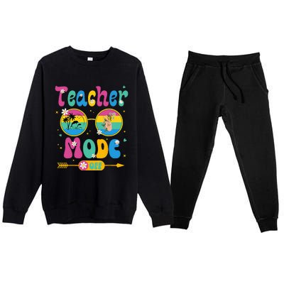 Last Day of School teacher mode off Teacher Premium Crewneck Sweatsuit Set