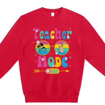 Last Day of School teacher mode off Teacher Premium Crewneck Sweatshirt