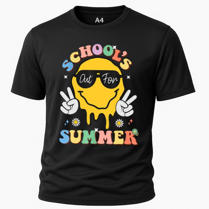 Last Day Of School Schools Out For Summer Teacher Cooling Performance Crew T-Shirt