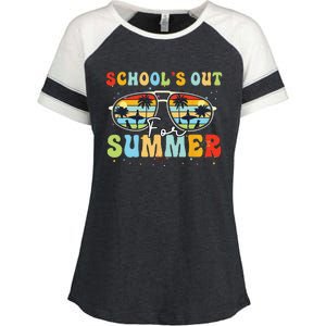 Last Day Of School Retro Schools Out For Summer Teacher Enza Ladies Jersey Colorblock Tee