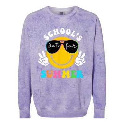 Last Day Of School Teacher Schools Out For Summer Student Colorblast Crewneck Sweatshirt