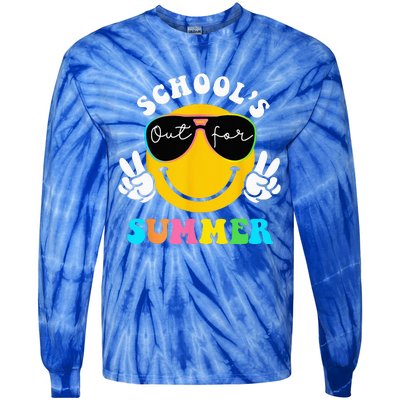 Last Day Of School Teacher Schools Out For Summer Student Tie-Dye Long Sleeve Shirt