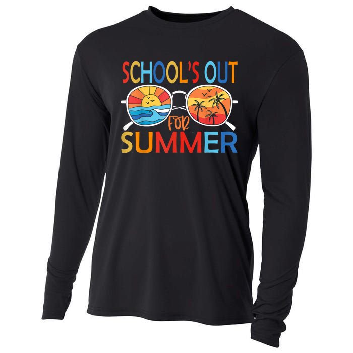 Last Day Of School Retro Schools Out For Summer Teacher Cooling Performance Long Sleeve Crew