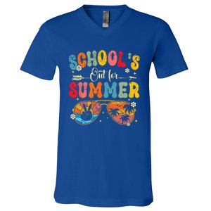 Last Day Of Schools Out For Summer Vacation Teachers V-Neck T-Shirt