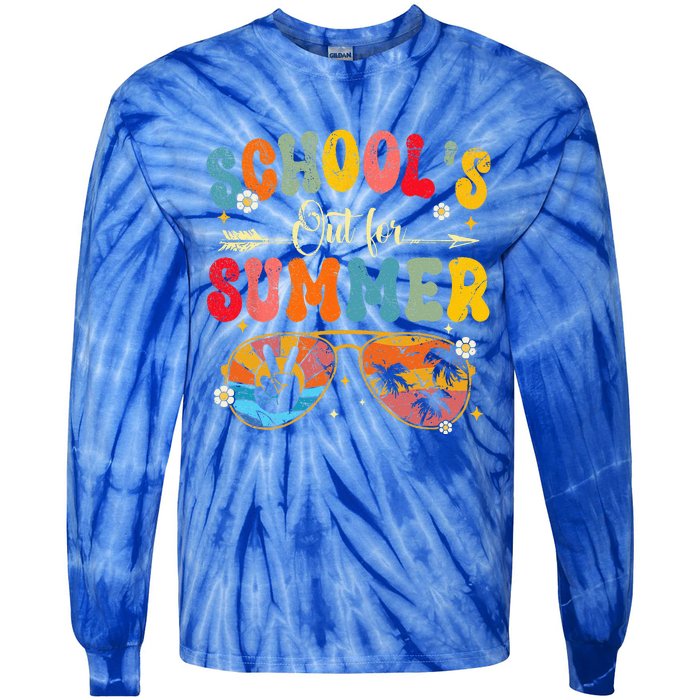 Last Day Of Schools Out For Summer Vacation Teachers Tie-Dye Long Sleeve Shirt