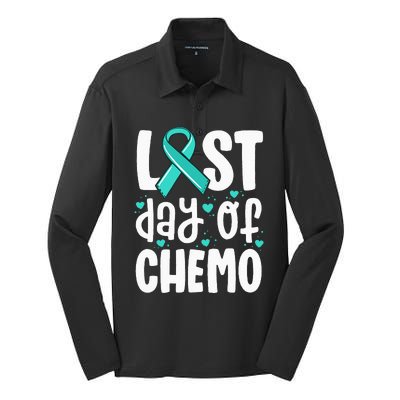 Last Day Of Chemo Women Ovarian Cancer Support Gifts Silk Touch Performance Long Sleeve Polo