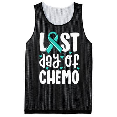 Last Day Of Chemo Women Ovarian Cancer Support Gifts Mesh Reversible Basketball Jersey Tank