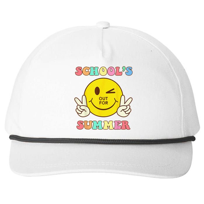 Last Day Of School Schools Out For Summer Teacher Snapback Five-Panel Rope Hat