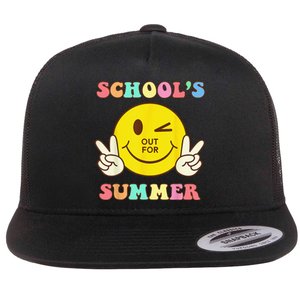 Last Day Of School Schools Out For Summer Teacher Flat Bill Trucker Hat