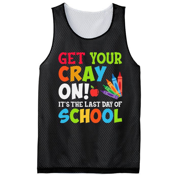 Last Day of School Get Your Cray On Funny Teacher Mesh Reversible Basketball Jersey Tank