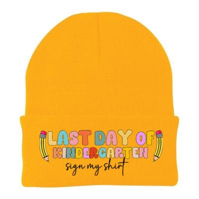 Last Day Of Kindergarten Sign My Funny Sign My Knit Cap Winter Beanie