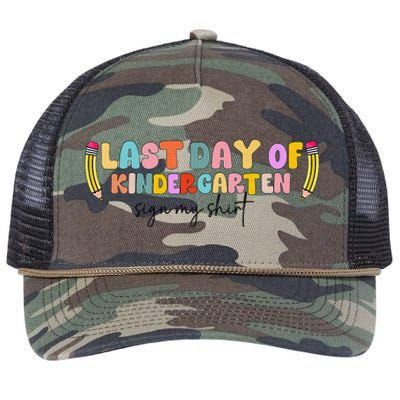 Last Day Of Kindergarten Sign My Funny Sign My Retro Rope Trucker Hat Cap