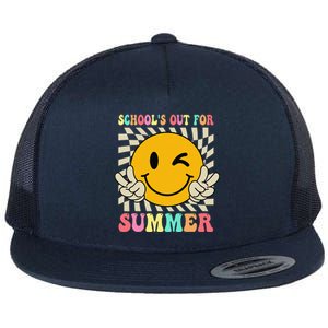 Last Day Of School Schools Out For Summer Teacher Flat Bill Trucker Hat