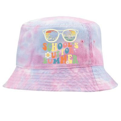 Last Day Of School Graduation Groovy Schools Out For Summer Tie-Dyed Bucket Hat