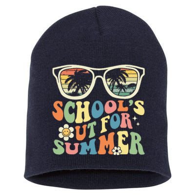 Last Day Of School Graduation Groovy Schools Out For Summer Short Acrylic Beanie