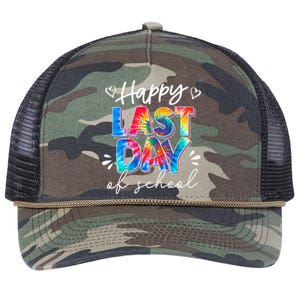 Last Day Of School Tie Dye School Graduation Gifts Retro Rope Trucker Hat Cap