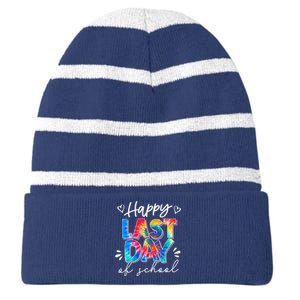 Last Day Of School Tie Dye School Graduation Gifts Striped Beanie with Solid Band