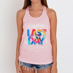 Last Day Of School Tie Dye School Graduation Gifts Women's Knotted Racerback Tank