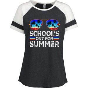 Last Day Of School Schools Out For Summer Teacher Boy Enza Ladies Jersey Colorblock Tee