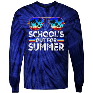 Last Day Of School Schools Out For Summer Teacher Boy Tie-Dye Long Sleeve Shirt