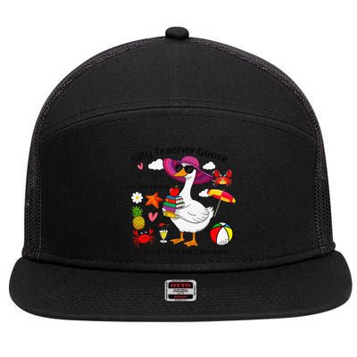 Last Day Of School Teacher Silly Goose Schools Out Summer 7 Panel Mesh Trucker Snapback Hat
