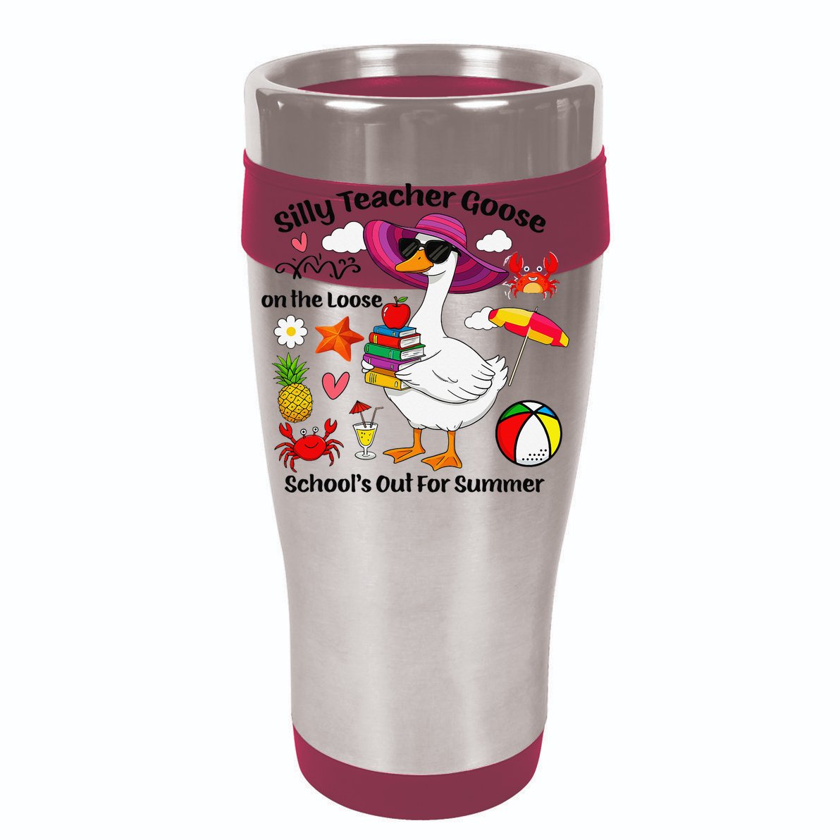 Last Day Of School Teacher Silly Goose Schools Out Summer V-Neck T-Shirt