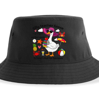 Last Day Of School Teacher Silly Goose Schools Out Summer Sustainable Bucket Hat